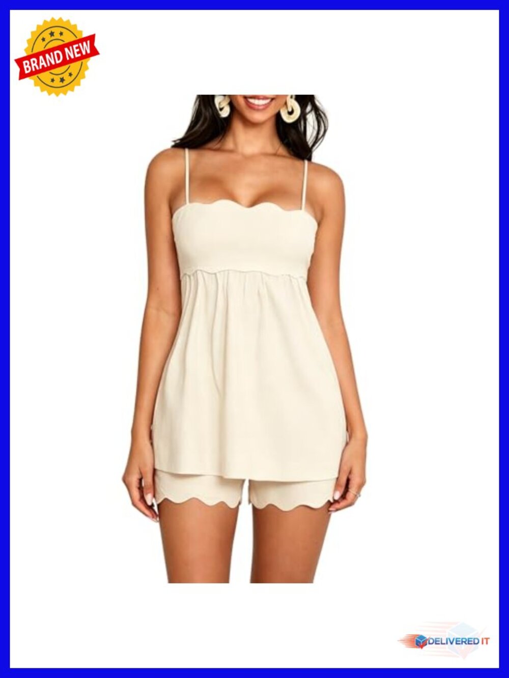 Women's Sleeveless Two Piece Short Set Lounge Boho Outfit Polyester
